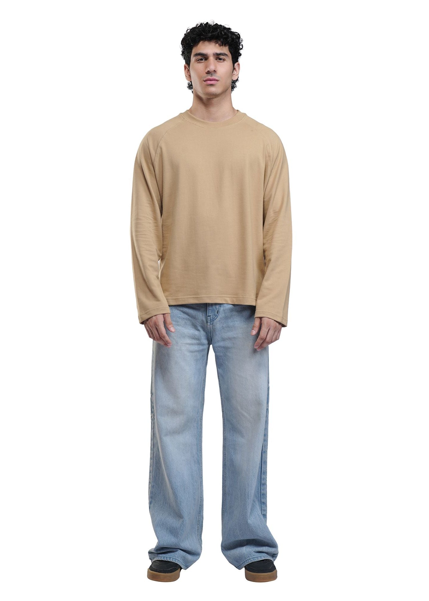 RAGLAN CROPPED TEE - BEIGE