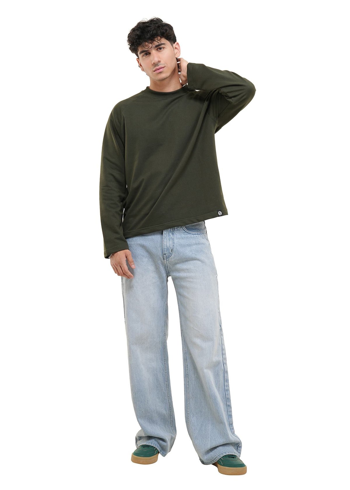 RAGLAN CROPPED TEE - DARK GREEN