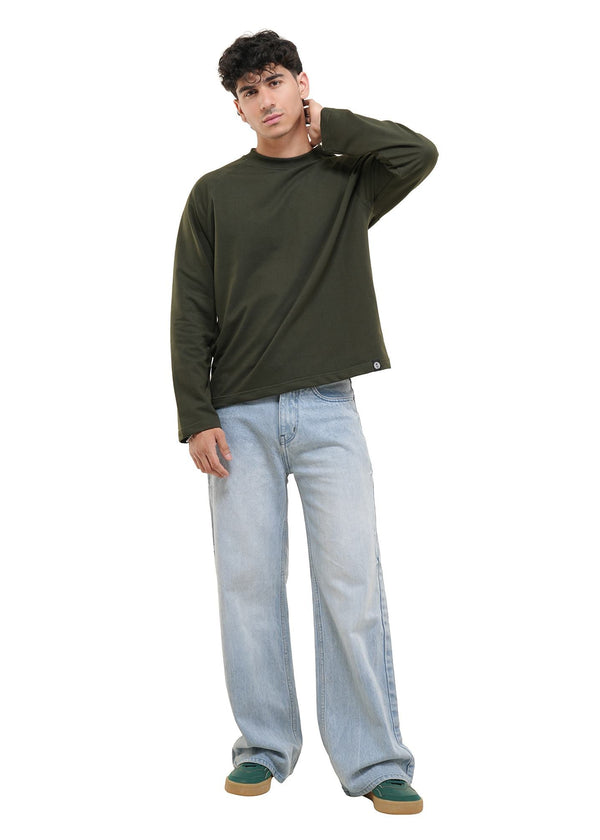 RAGLAN CROPPED TEE - DARK GREEN