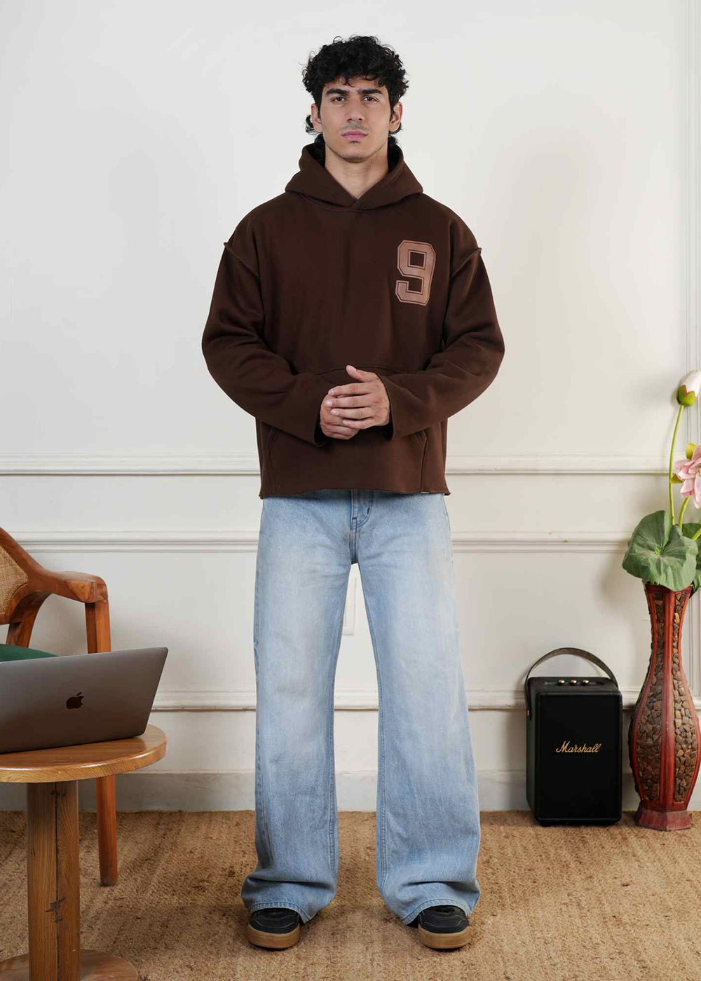 ESSENTIAL CROPPED HOOD - COFFEE