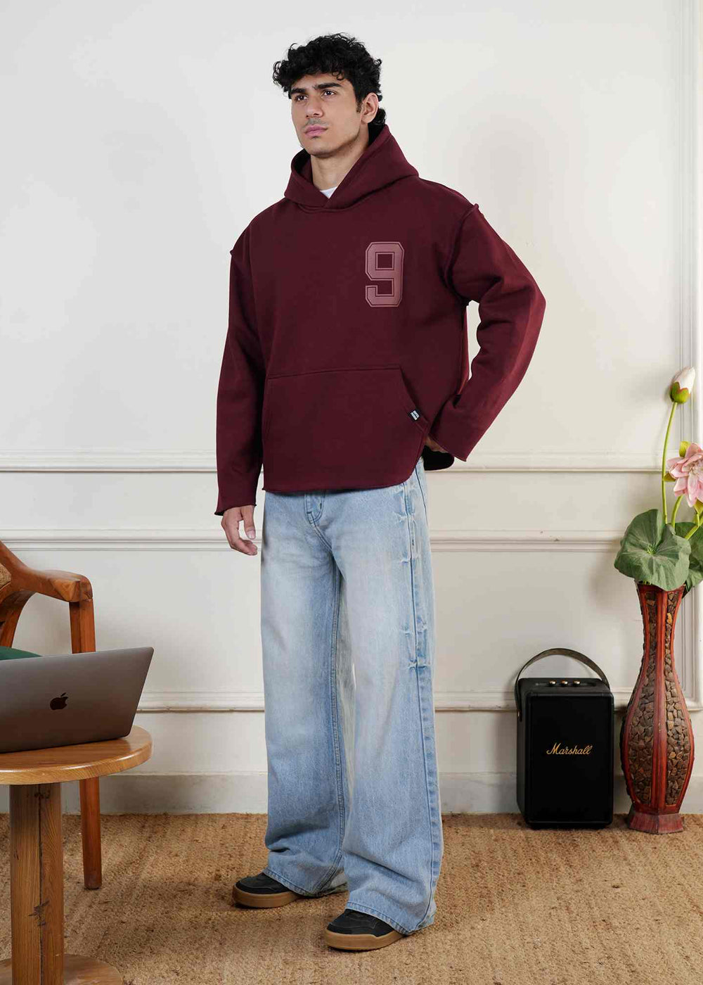 ESSENTIAL CROPPED HOOD - WINE