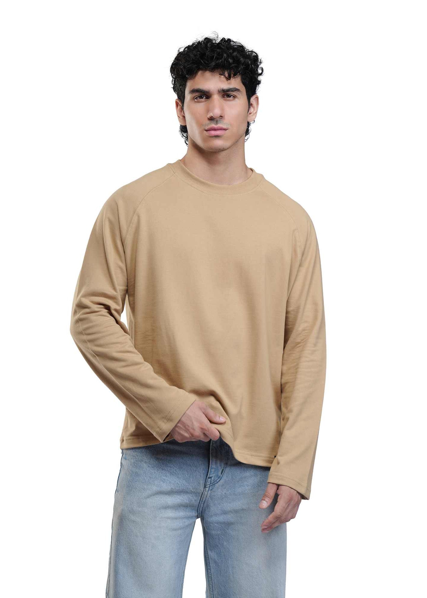 RAGLAN CROPPED TEE - BEIGE