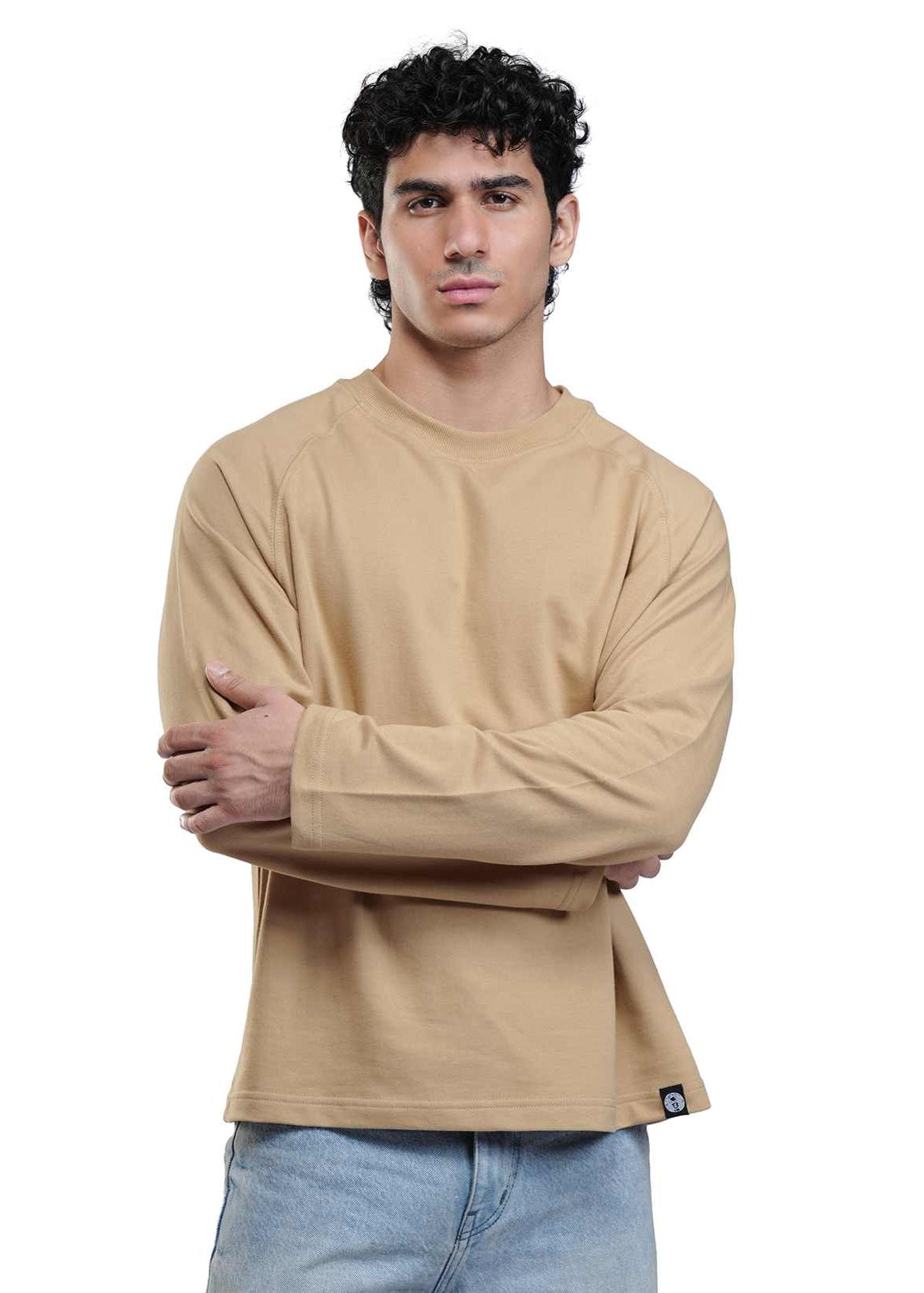 RAGLAN CROPPED TEE - BEIGE