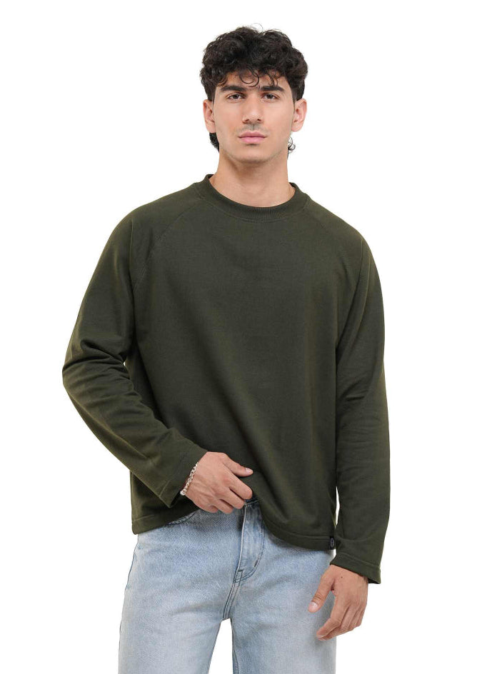 RAGLAN CROPPED TEE - DARK GREEN