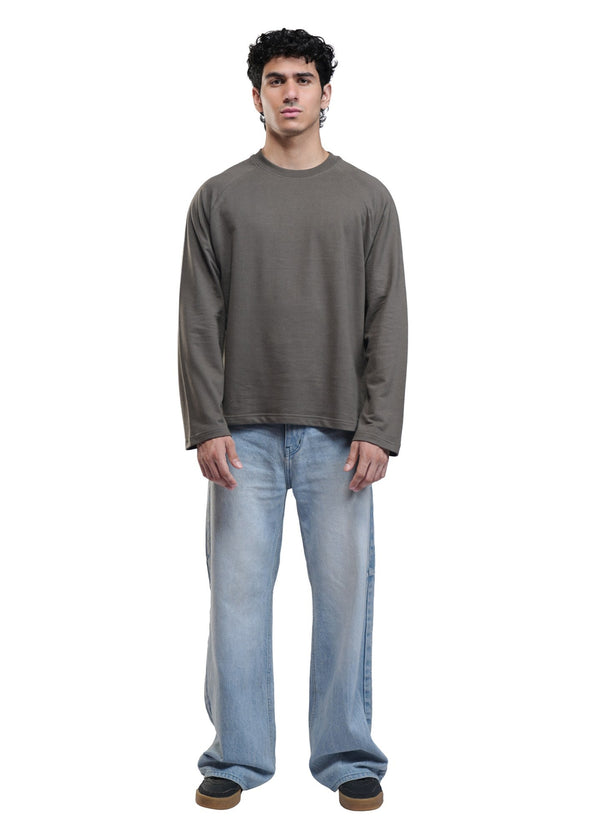 RAGLAN CROPPED TEE - GREY