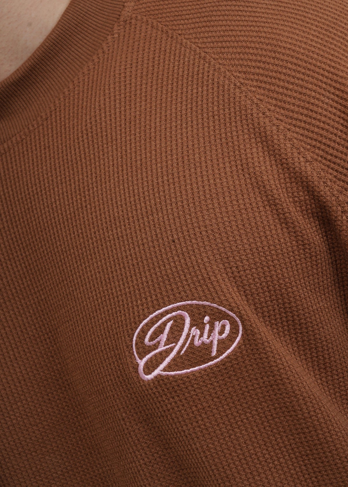 RAGLAN CROPPED WAFFLE KNIT - RUST BROWN