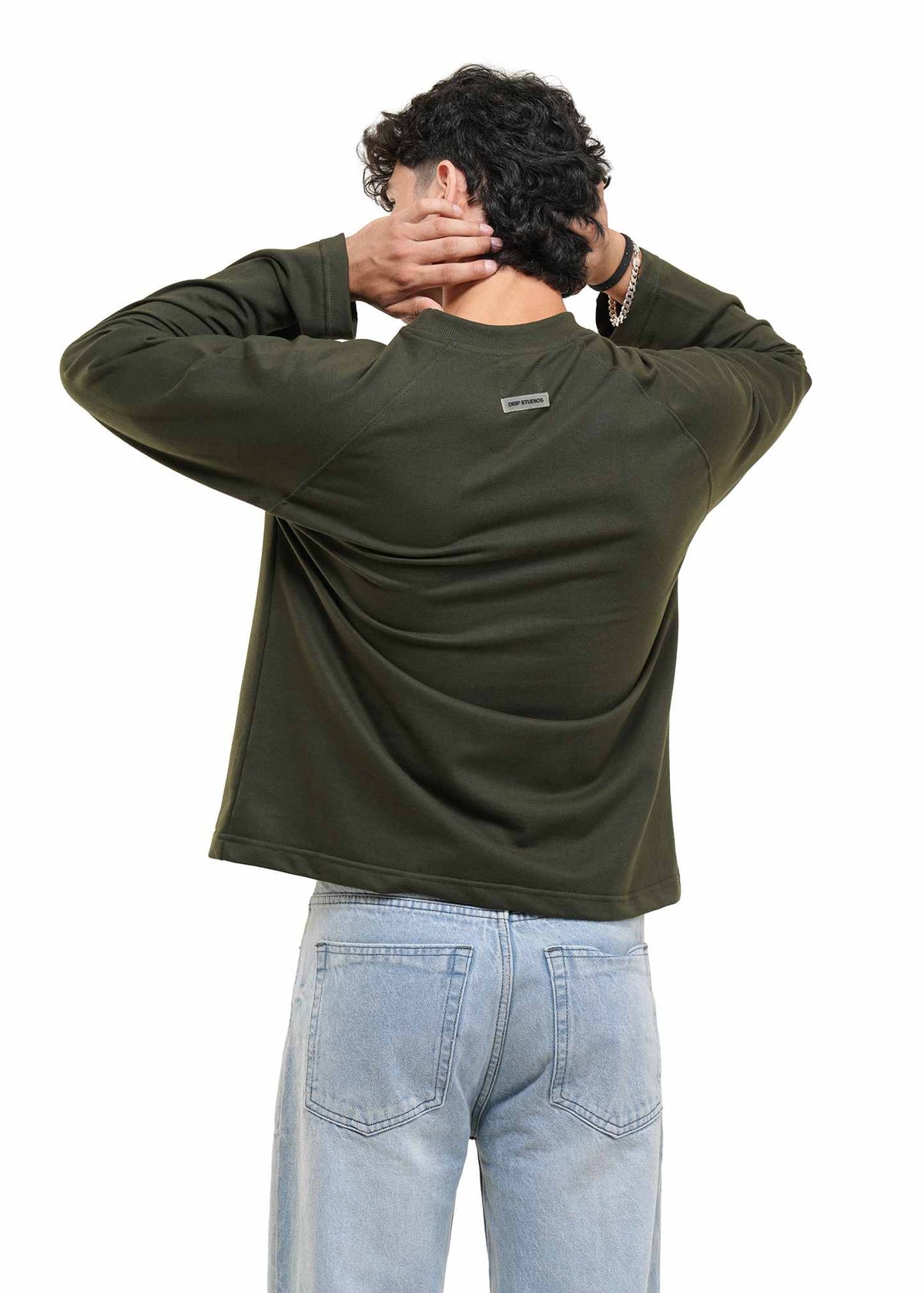 RAGLAN CROPPED TEE - DARK GREEN