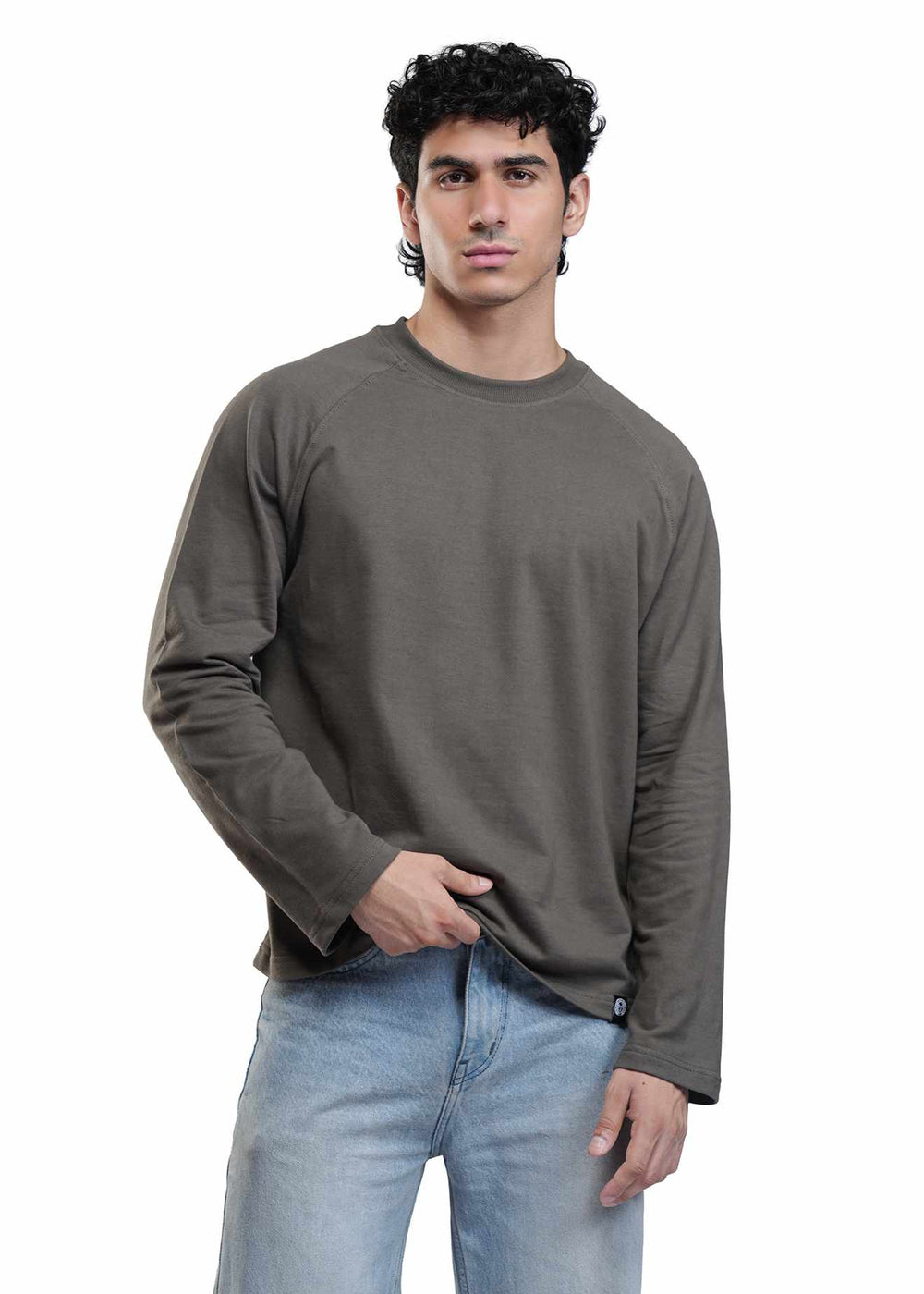 RAGLAN CROPPED TEE - GREY