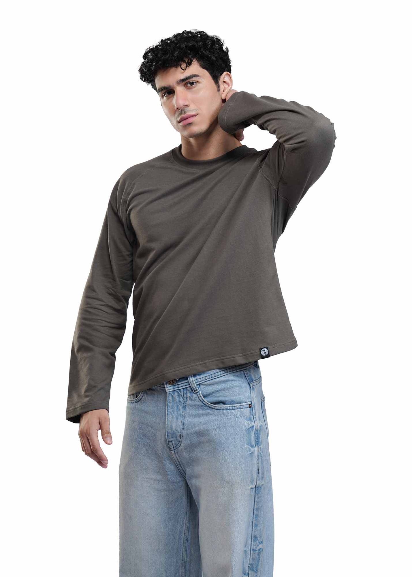 RAGLAN CROPPED TEE - GREY