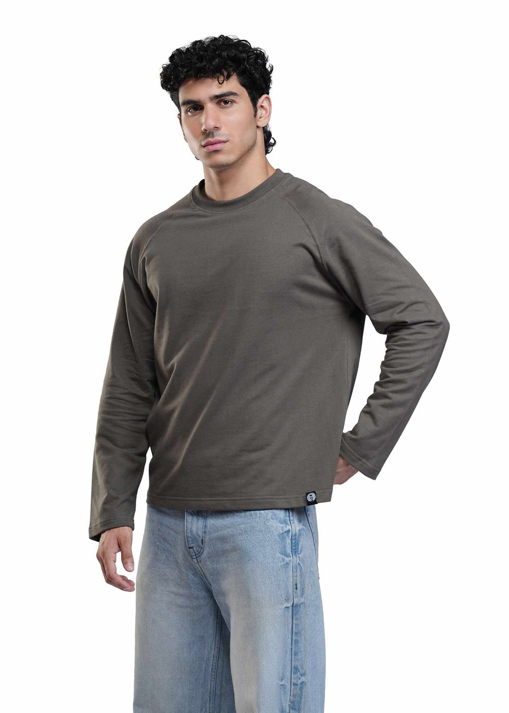 RAGLAN CROPPED TEE - GREY