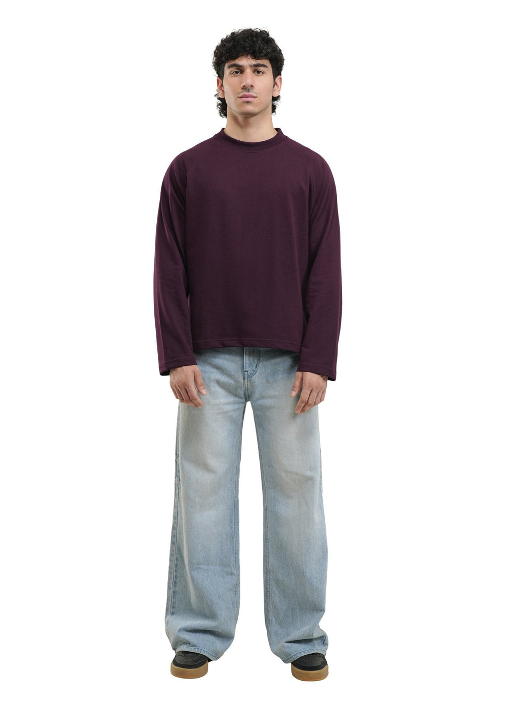 RAGLAN CROPPED TEE - DEEP PLUM