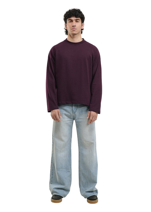 RAGLAN CROPPED TEE - DEEP PLUM