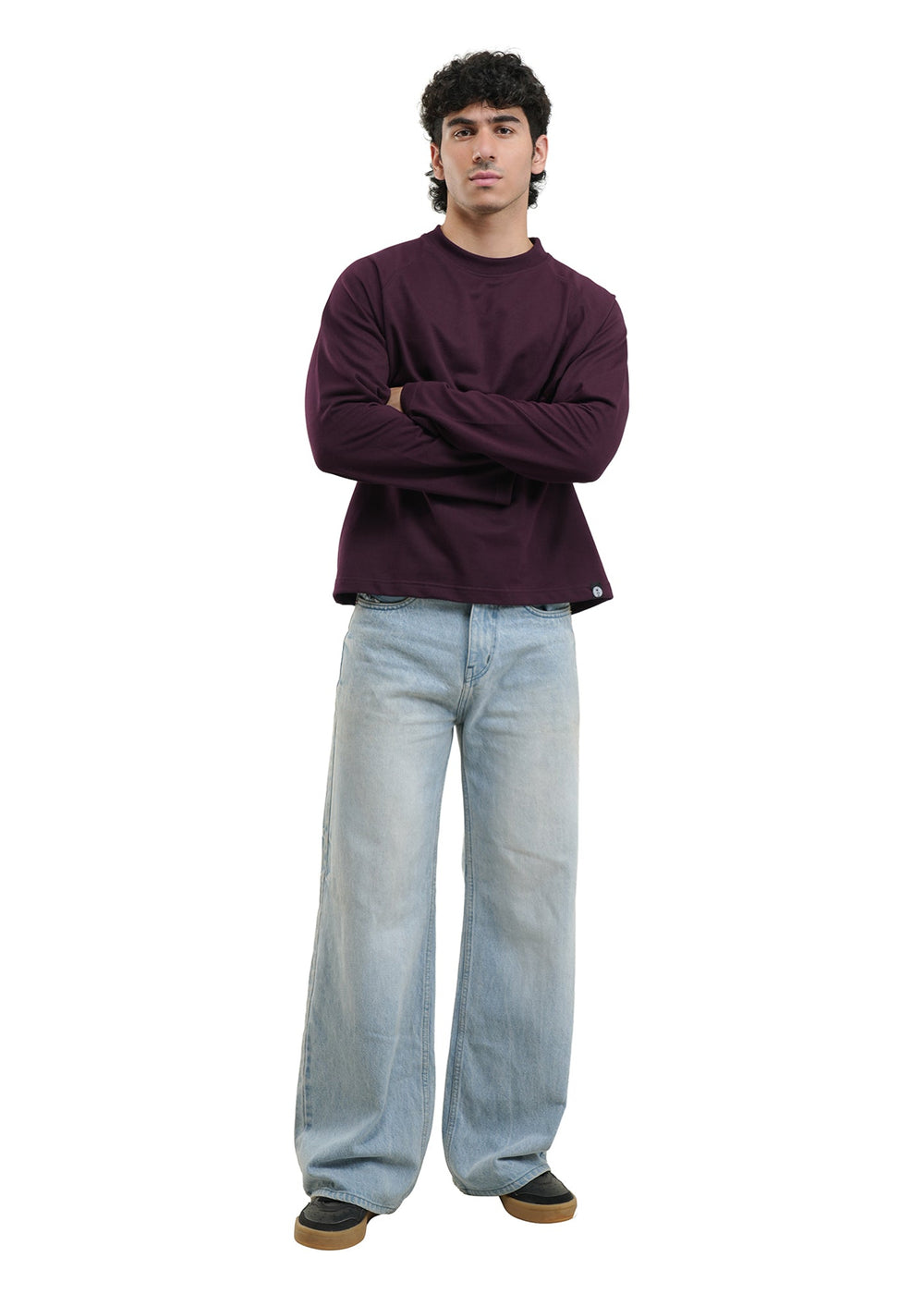 RAGLAN CROPPED TEE - DEEP PLUM