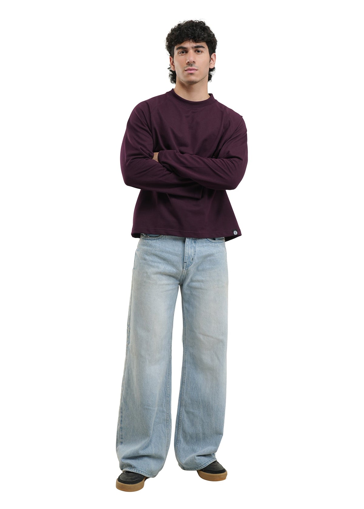 RAGLAN CROPPED TEE - DEEP PLUM