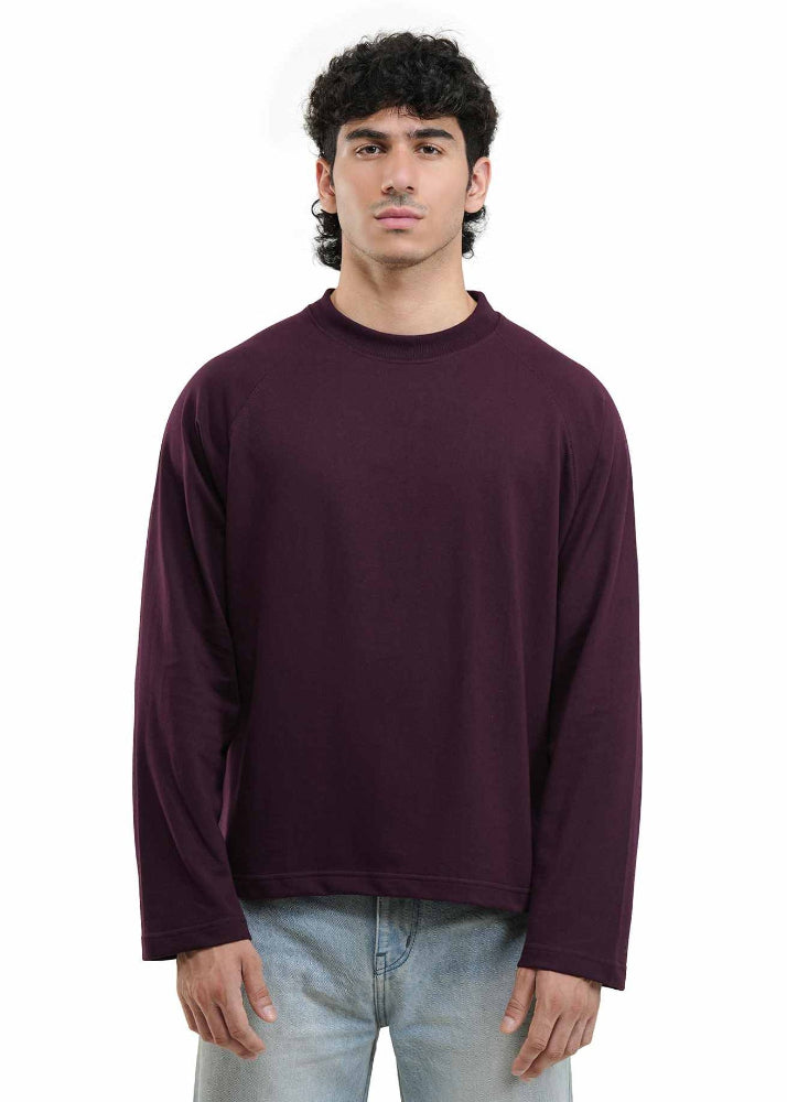 RAGLAN CROPPED TEE - DEEP PLUM