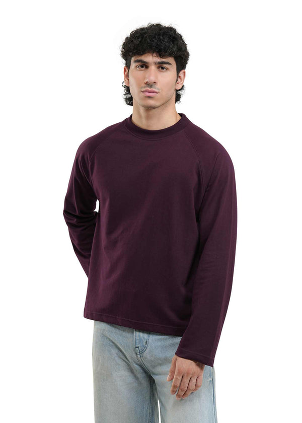 RAGLAN CROPPED TEE - DEEP PLUM
