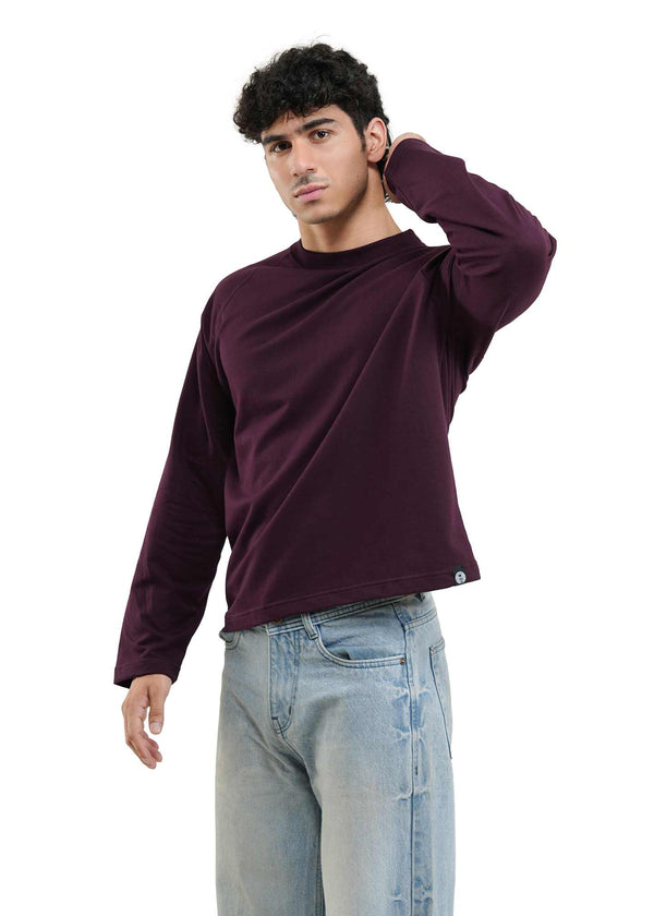 RAGLAN CROPPED TEE - DEEP PLUM
