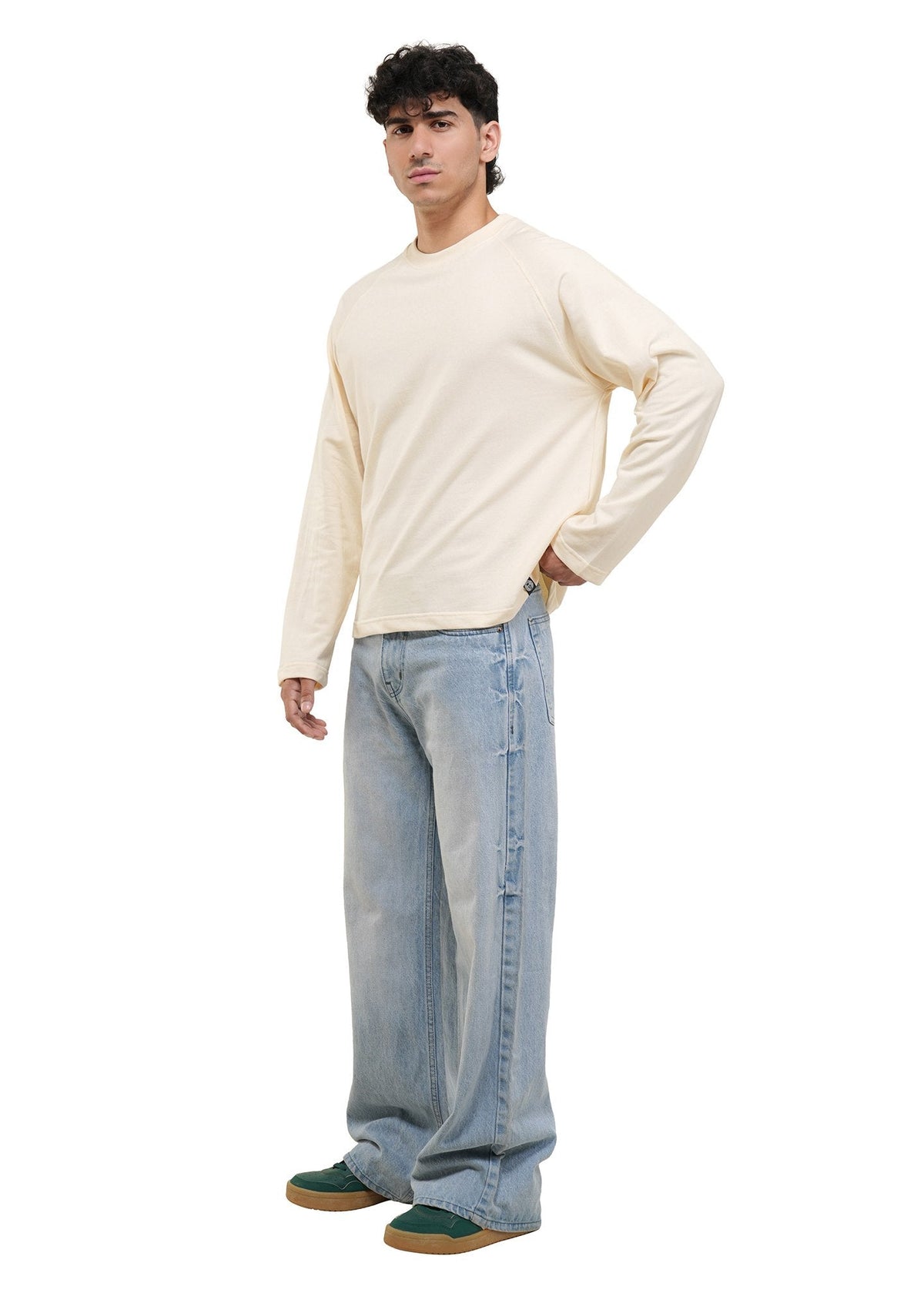 RAGLAN CROPPED TEE - CREAM