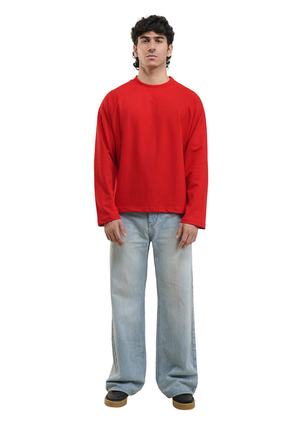 RAGLAN CROPPED TEE - TRUE RED