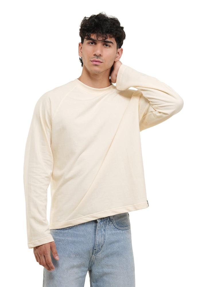 RAGLAN CROPPED TEE - CREAM