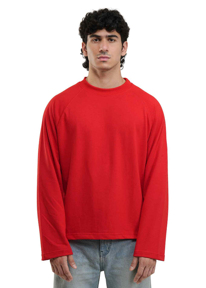 RAGLAN CROPPED TEE - TRUE RED