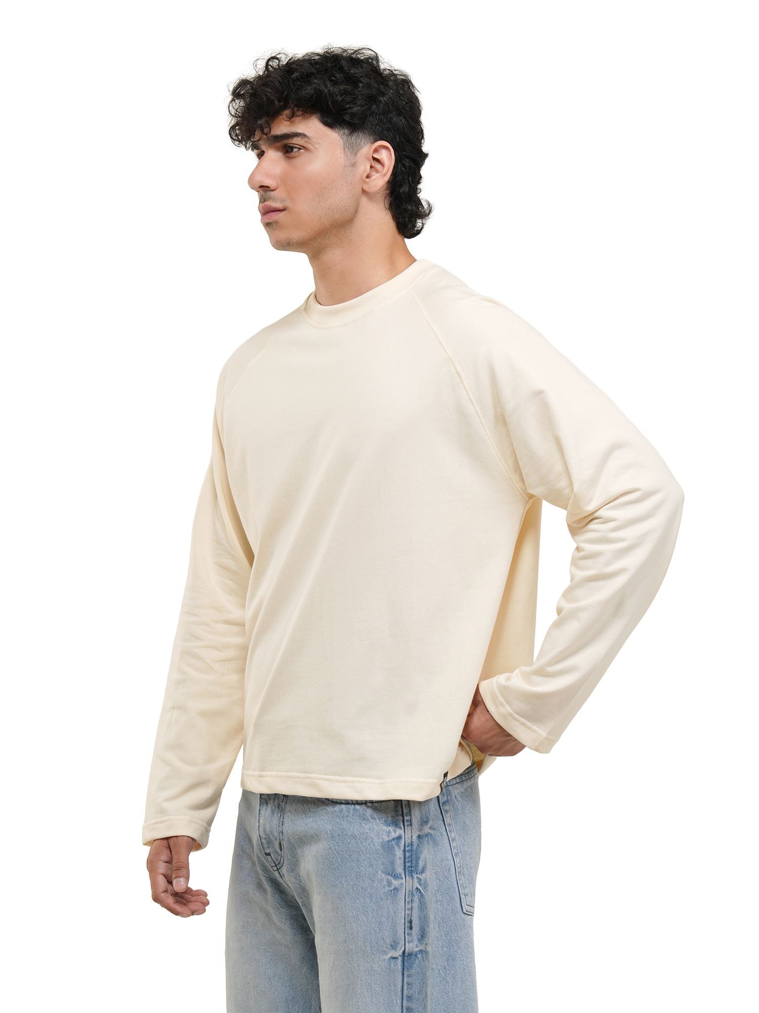 RAGLAN CROPPED TEE - CREAM