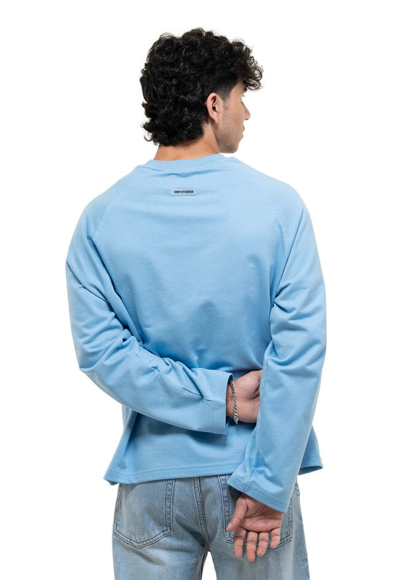 RAGLAN CROPPED TEE - BABY BLUE