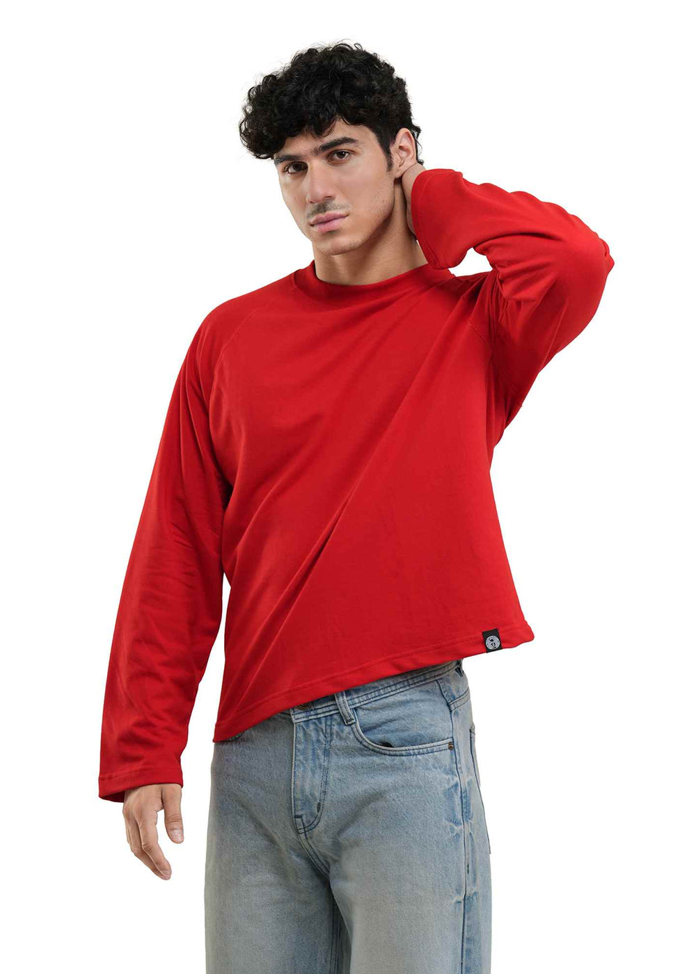 RAGLAN CROPPED TEE - TRUE RED