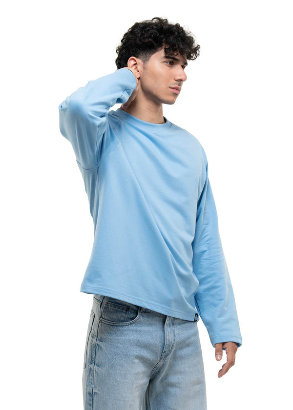 RAGLAN CROPPED TEE - BABY BLUE