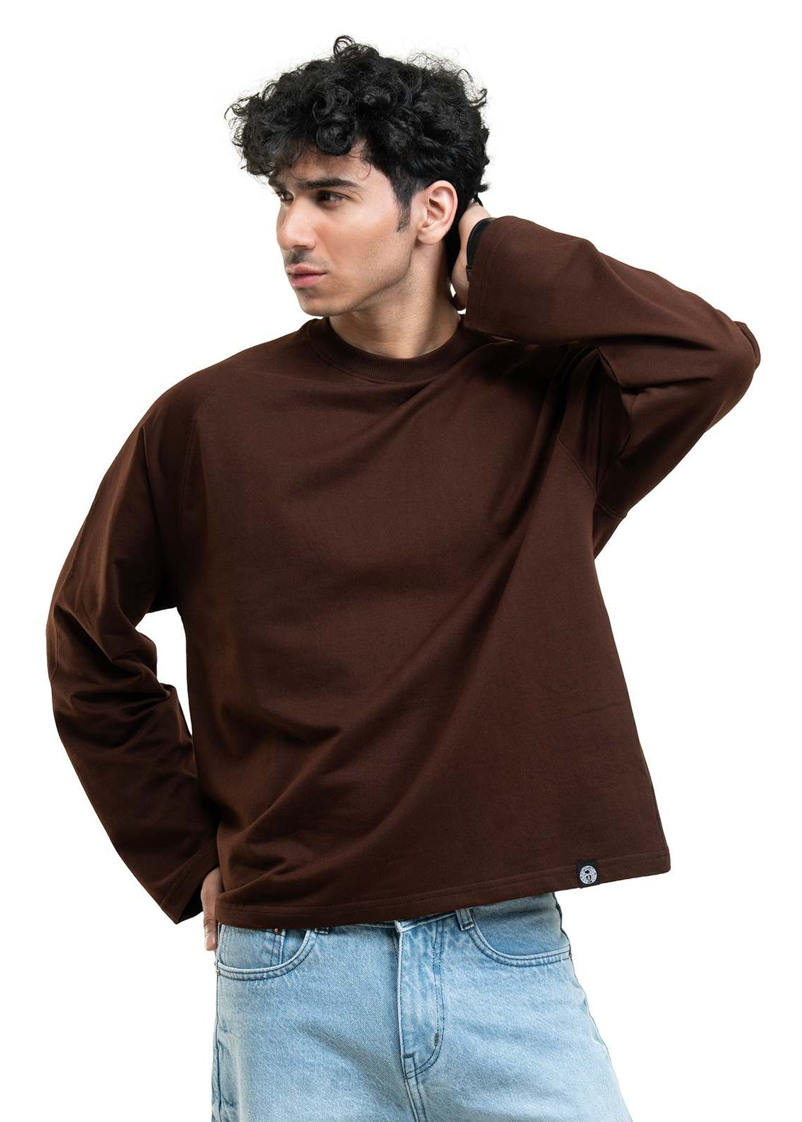 RAGLAN CROPPED TEE - COFFEE