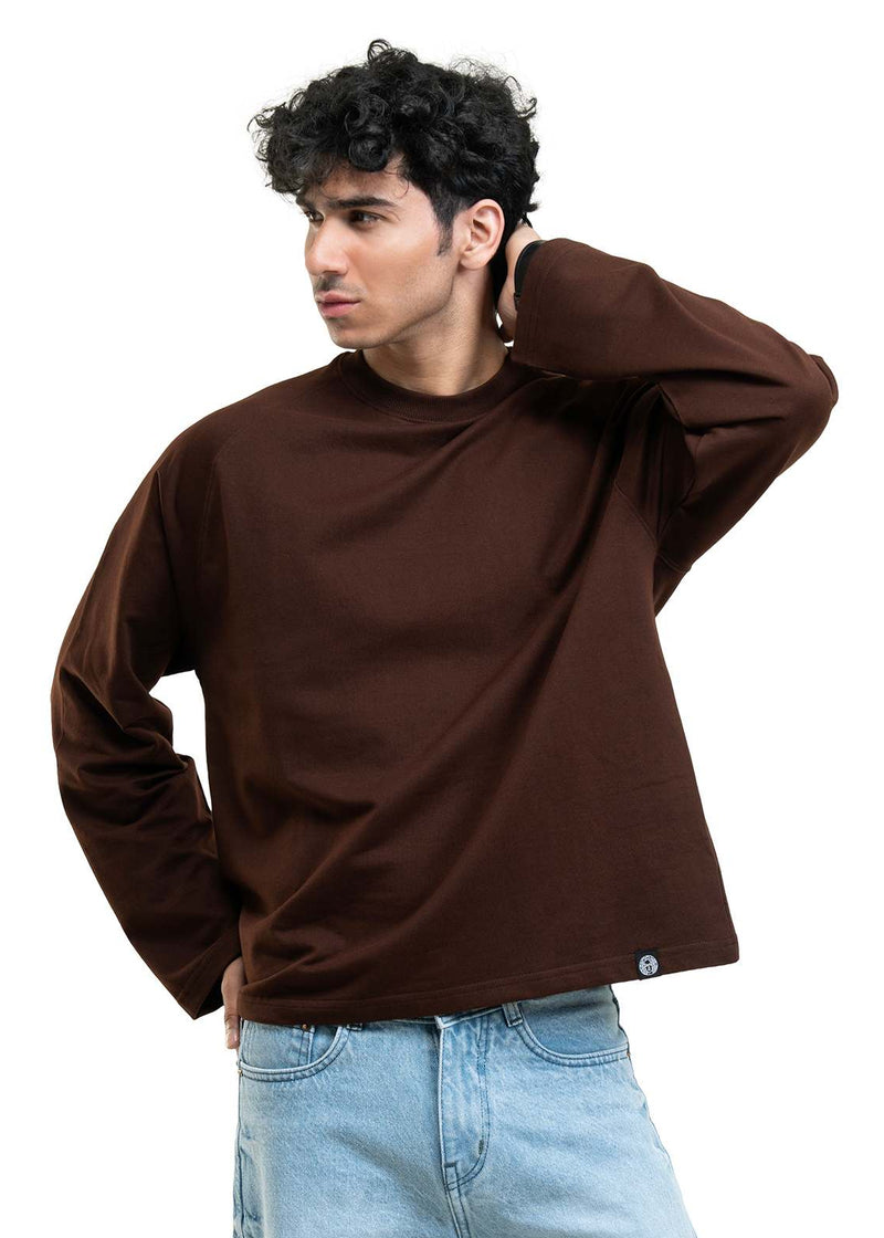 RAGLAN CROPPED TEE - COFFEE