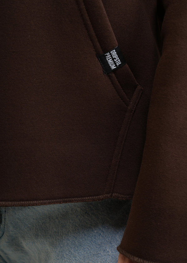ESSENTIAL CROPPED HOOD - COFFEE