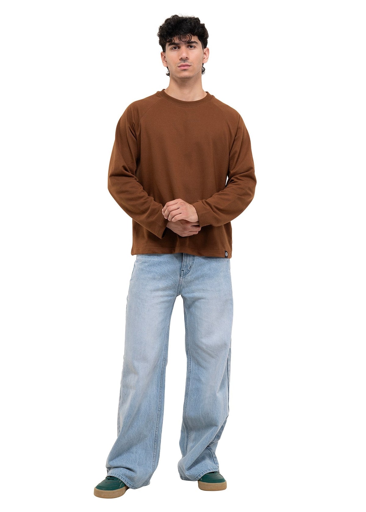 RAGLAN CROPPED TEE - BURNT BROWN