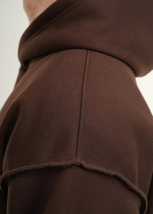 ESSENTIAL CROPPED HOOD - COFFEE