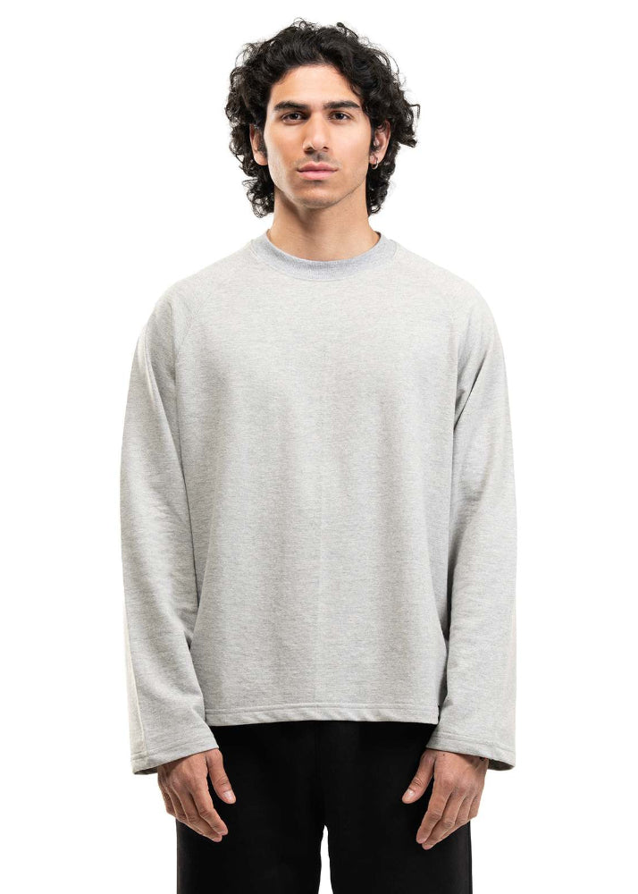 RAGLAN CROPPED TEE - MELANGE GREY