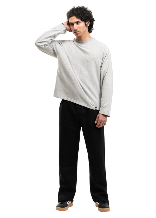 RAGLAN CROPPED TEE - MELANGE GREY