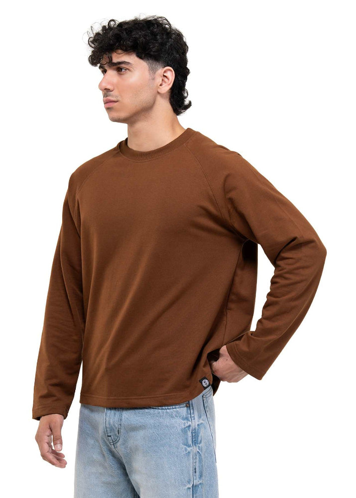 RAGLAN CROPPED TEE - BURNT BROWN