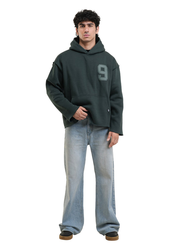 ESSENTIAL CROPPED HOOD - BOTTLE GREEN