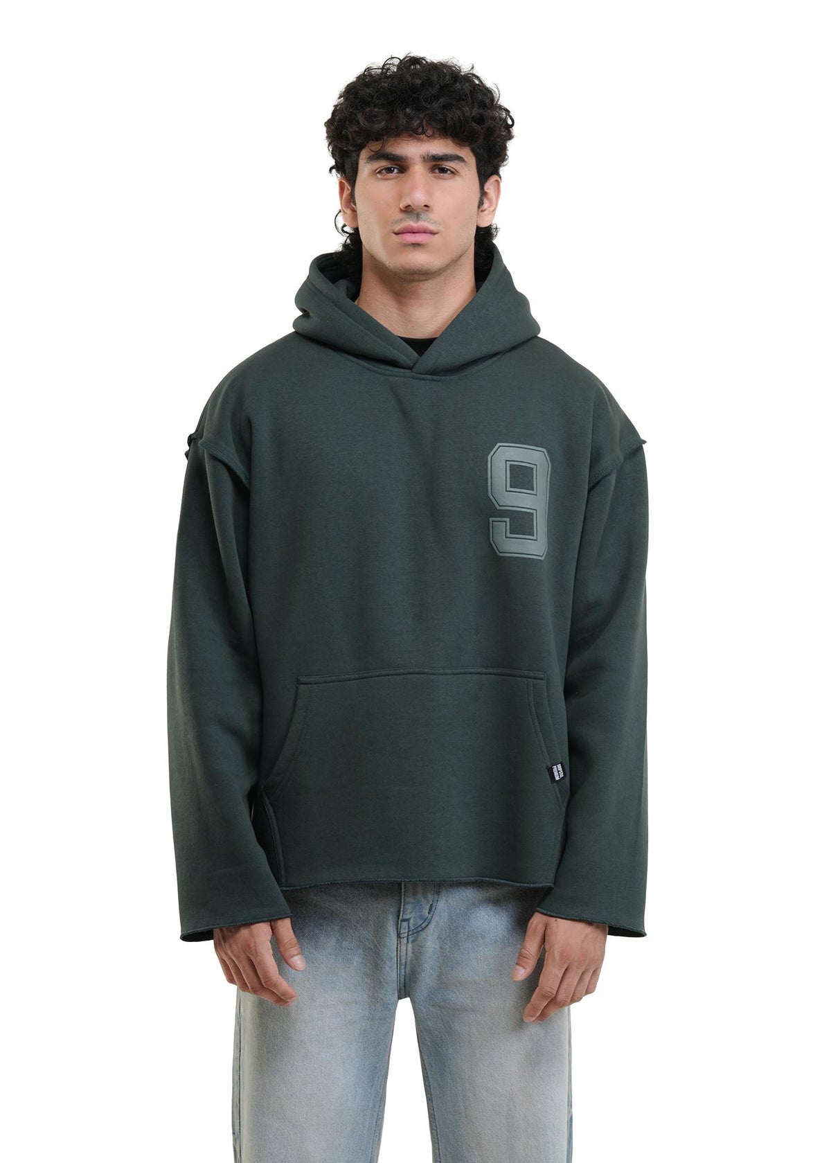 ESSENTIAL CROPPED HOOD - BOTTLE GREEN