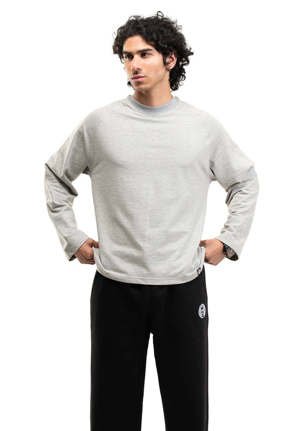 RAGLAN CROPPED TEE - MELANGE GREY