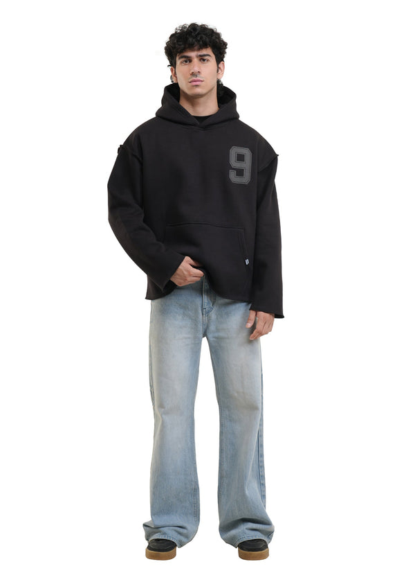 ESSENTIAL CROPPED HOOD - BLACK