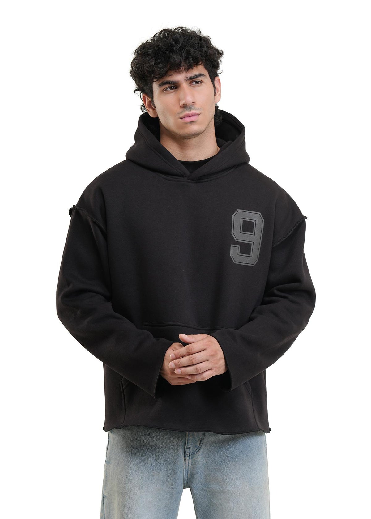 ESSENTIAL CROPPED HOOD - BLACK