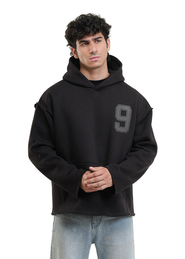 ESSENTIAL CROPPED HOOD - BLACK