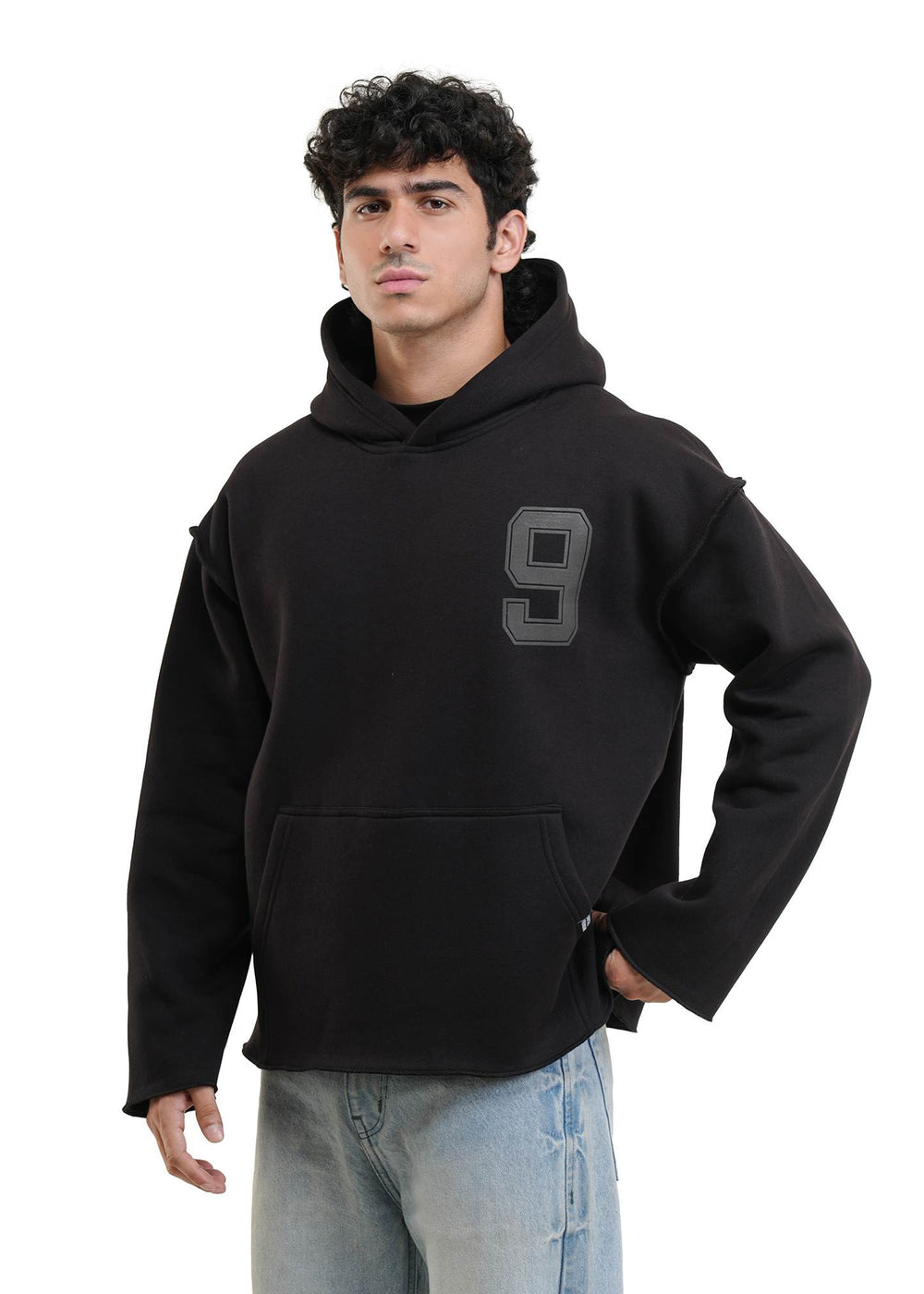 ESSENTIAL CROPPED HOOD - BLACK