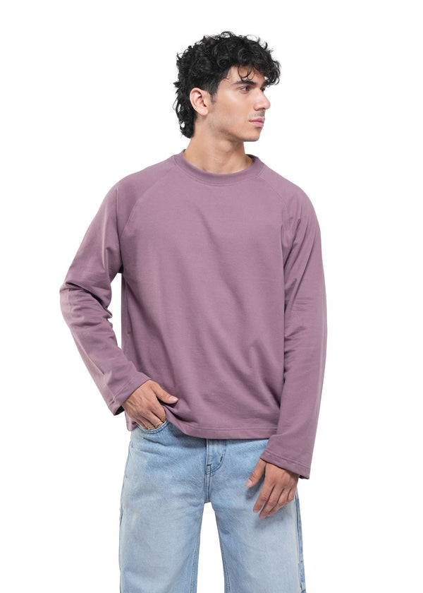 RAGLAN CROPPED TEE - DUSTY MUAVE
