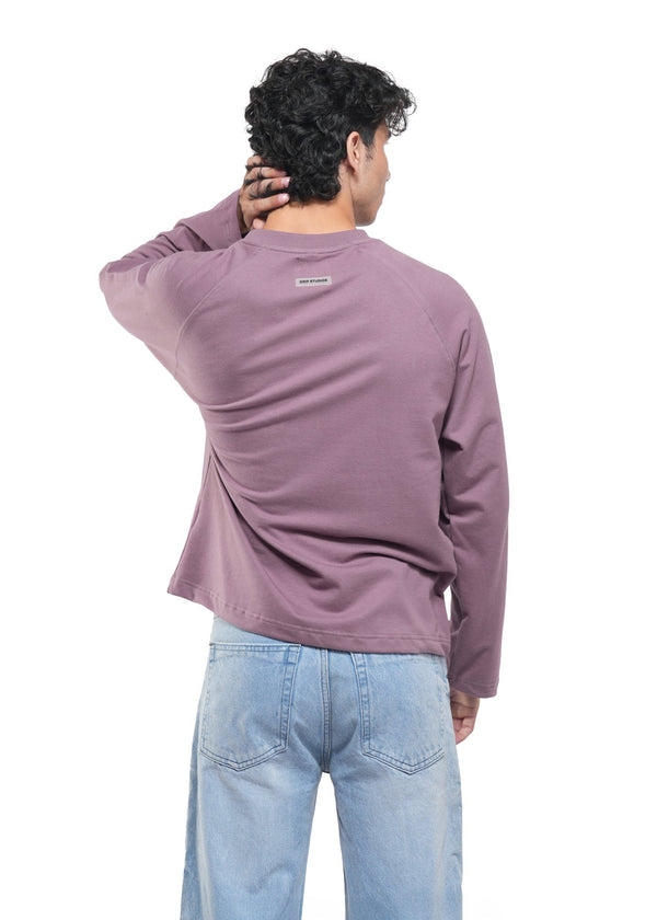RAGLAN CROPPED TEE - DUSTY MUAVE