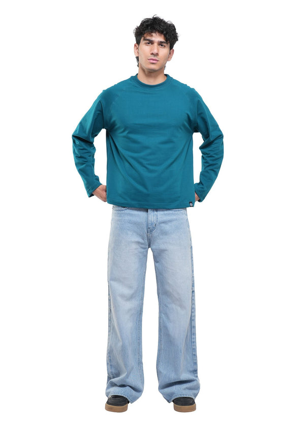 RAGLAN CROPPED TEE - DEEP TEAL
